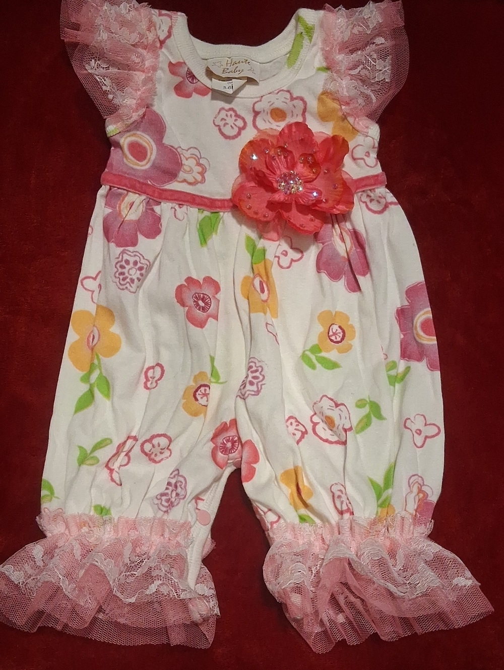 Floral Pink Ruffle Baby One-Piece Bodysuit